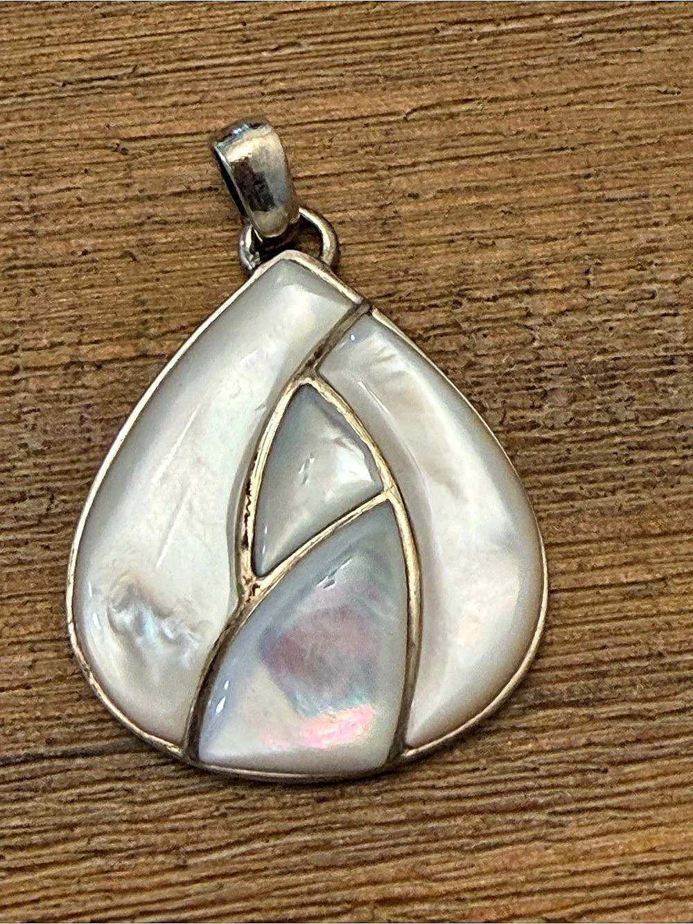 Vintage Mother Of Pearl Inlay Pendant 925 Marked